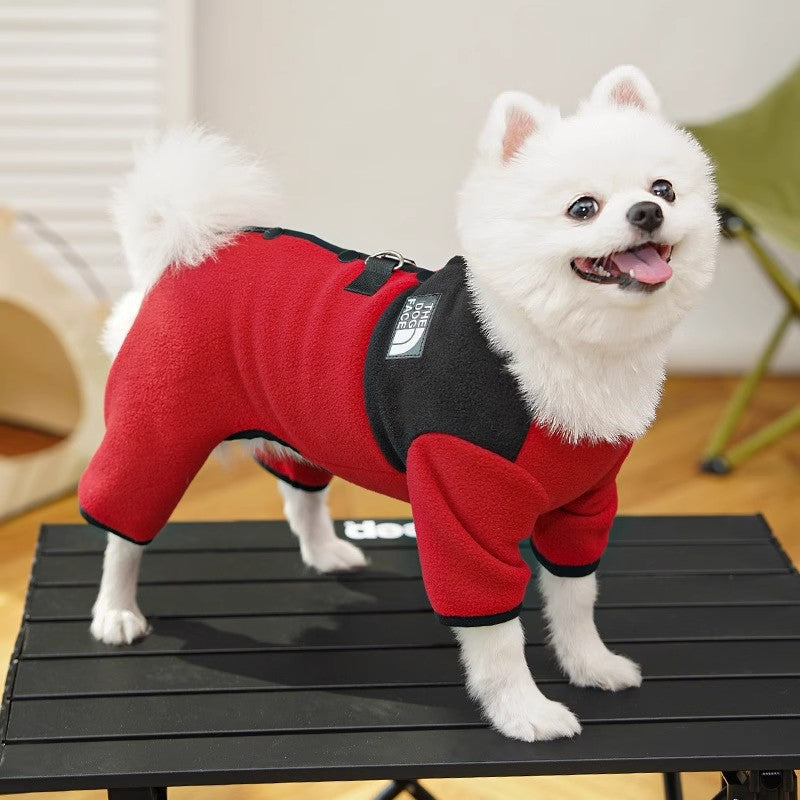 Dog Clothes Winter Color Block Thick Thermal Onesie for Small Dogs