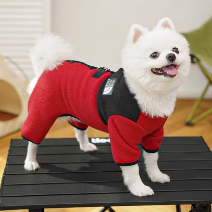 Dog Clothes Winter Color Block Thick Thermal Onesie for Small Dogs