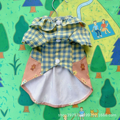 Dog Pink Dress Cute Cartoon Suspender Skirt for Small Dogs & Cats