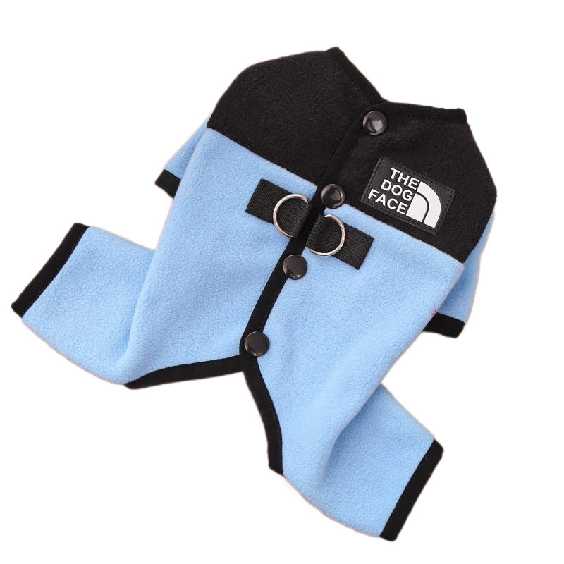 Dog Clothes Winter Color Block Thick Thermal Onesie for Small Dogs