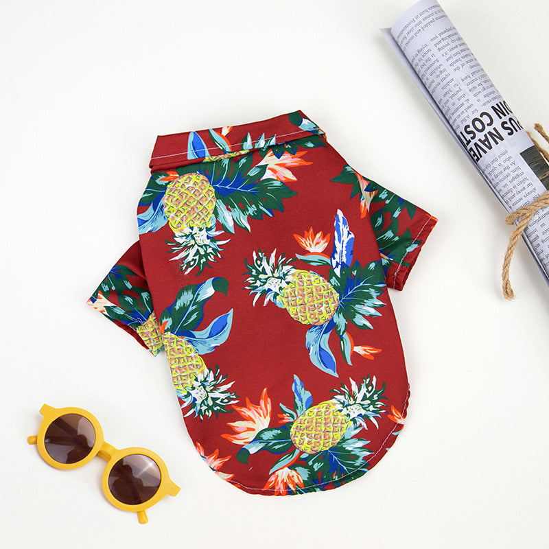 Dog Hawaiian Shirt: Breathable Floral Beach Wear for Small & Large Dogs