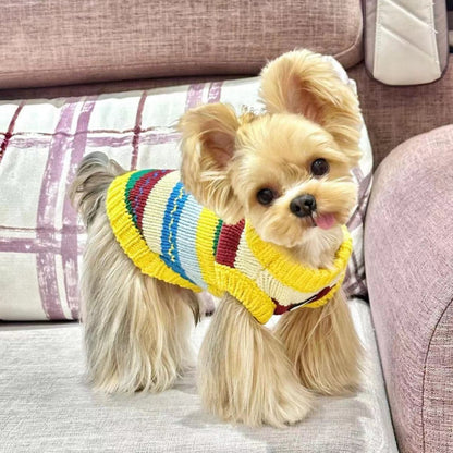 Sweaters for Small Dogs Rainbow Knit Vest for Yorkie, Bichon & Maltese