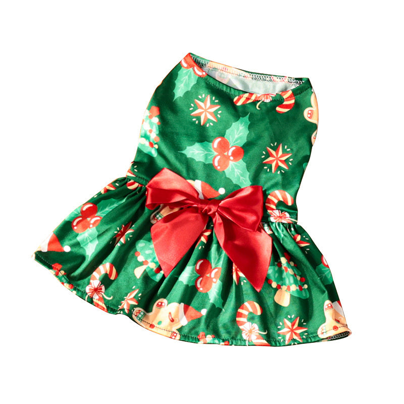 Dog Dress Pattern Festive New Year Christmas Party Dress for Dogs