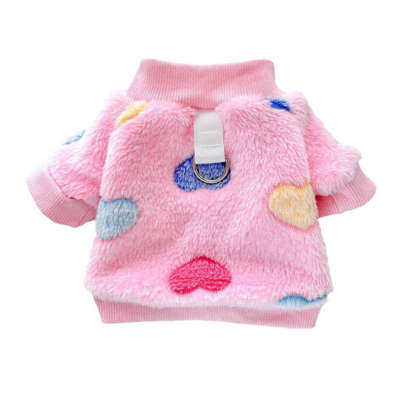 Warm Dog Sweaters Flannel Fleece Harness Vest for Small Dogs & Cats