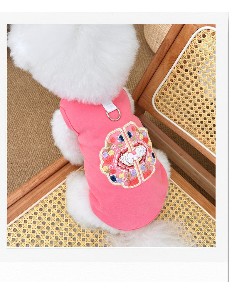 Dog Summer Clothes Embroidered Chinese Style Pet Vest for Cats & Dogs