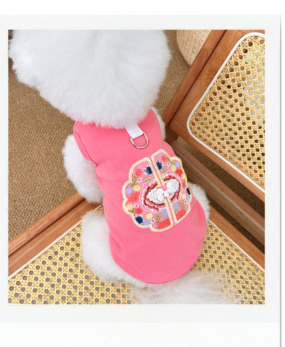 Dog Summer Clothes Embroidered Chinese Style Pet Vest for Cats & Dogs