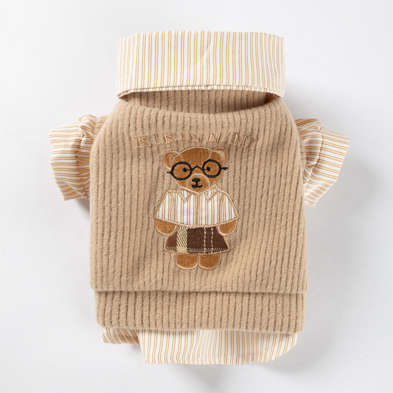 Dog Clothes T Shirt: Preppy 2-Piece Vest & Shirt Set for Cats & Dogs