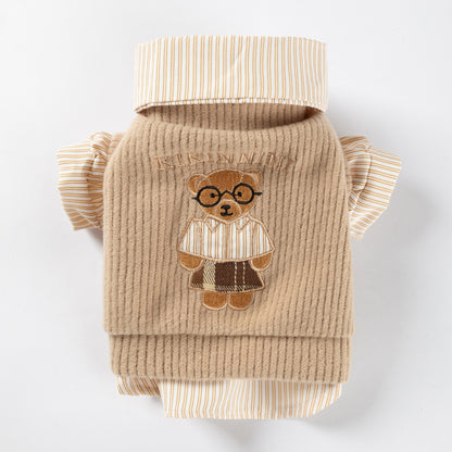 Dog Clothes T Shirt: Preppy 2-Piece Vest & Shirt Set for Cats & Dogs
