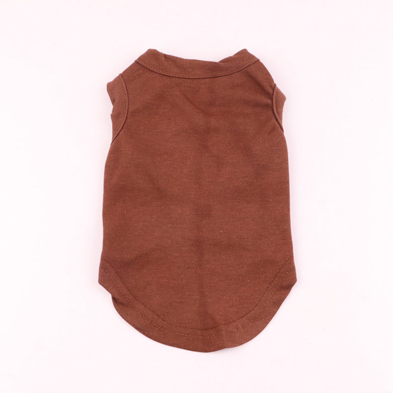 brown solid color pet vests, simple and versatile dog tank top for everyday use
