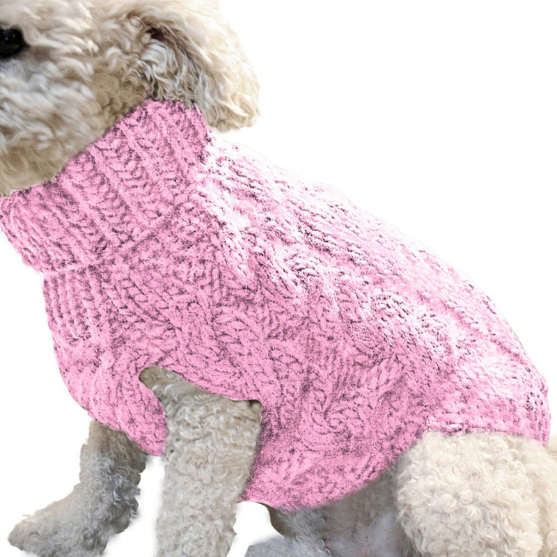 Dog Clothes Sweaters Solid Color Cable Knit Sweater for Fall Winter