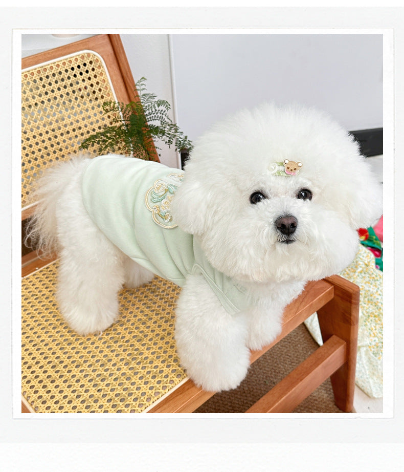 Dog Summer Clothes Embroidered Chinese Style Pet Vest for Cats & Dogs