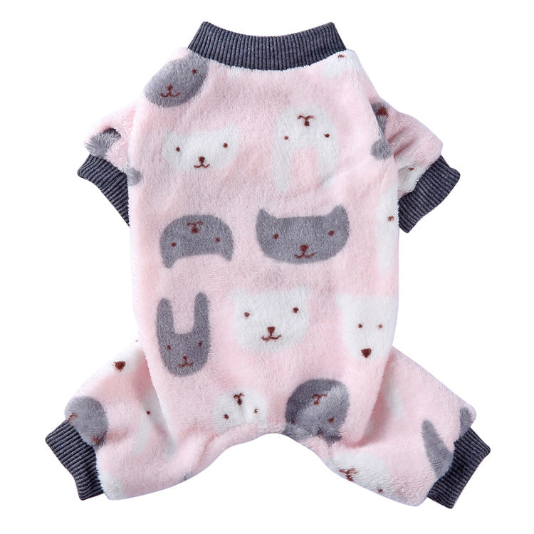 Pajamas for Dogs Plush Fleece Winter Warm Loungewear for Small Puppy