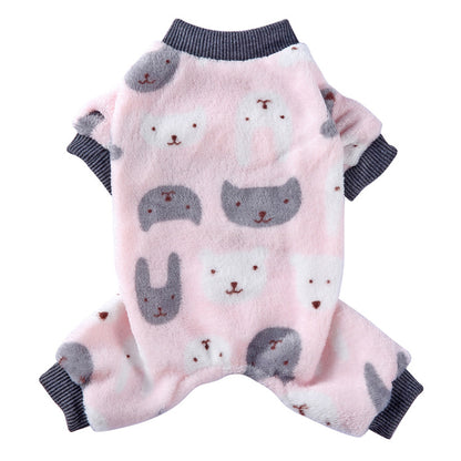 Pajamas for Dogs Plush Fleece Winter Warm Loungewear for Small Puppy