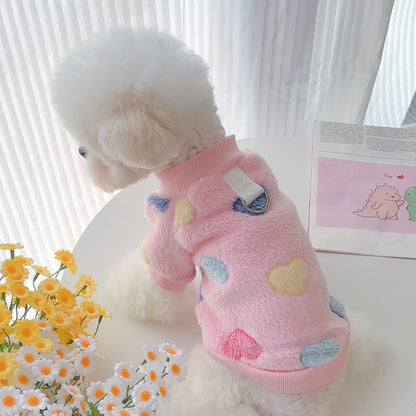 Warm Dog Sweaters Flannel Fleece Harness Vest for Small Dogs & Cats