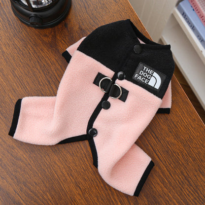 Dog Clothes Winter Color Block Thick Thermal Onesie for Small Dogs
