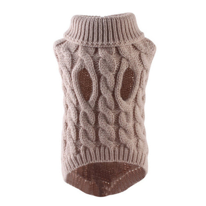 Dog Clothes Sweaters Solid Color Cable Knit Sweater for Fall Winter