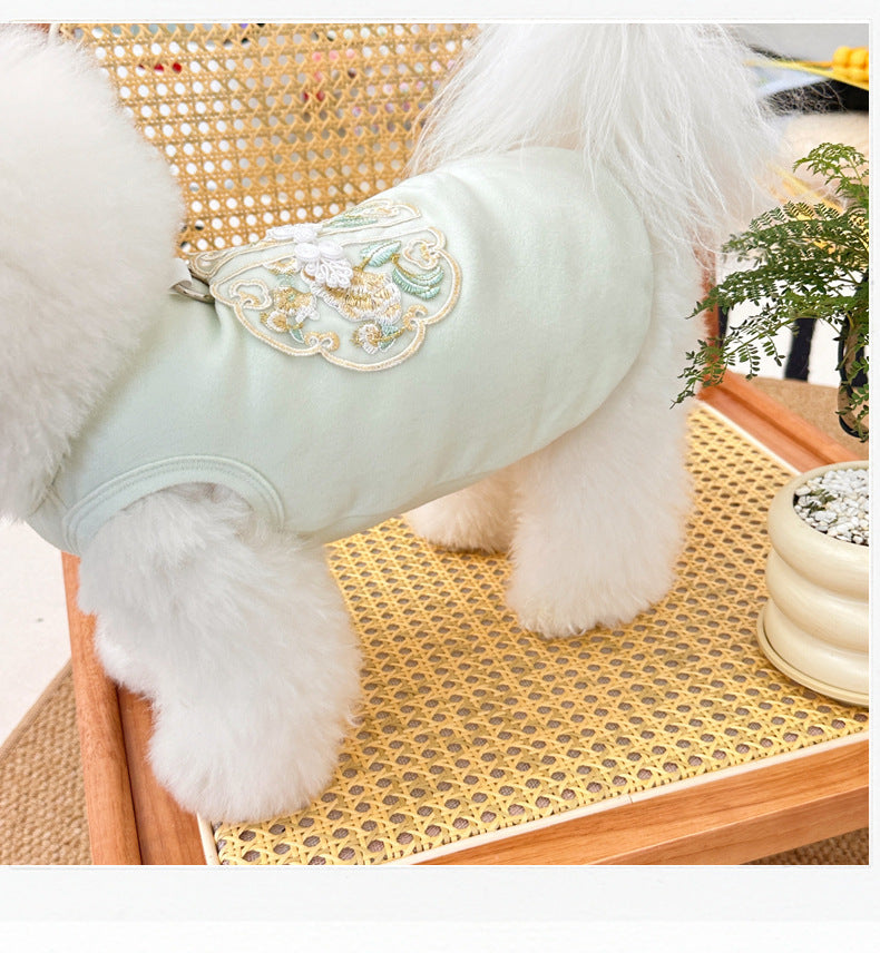 Dog Summer Clothes Embroidered Chinese Style Pet Vest for Cats & Dogs