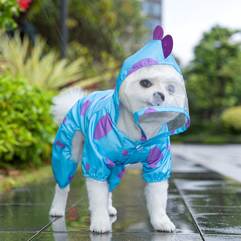 Adorable golden retriever puppy raincoat