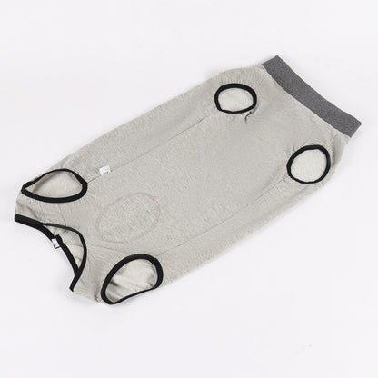 Large breed striped recovery suit for dog golden retriever wearing post-op vest