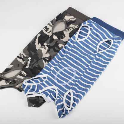 Lightweight summer striped recovery suit for dog for spay and neuter