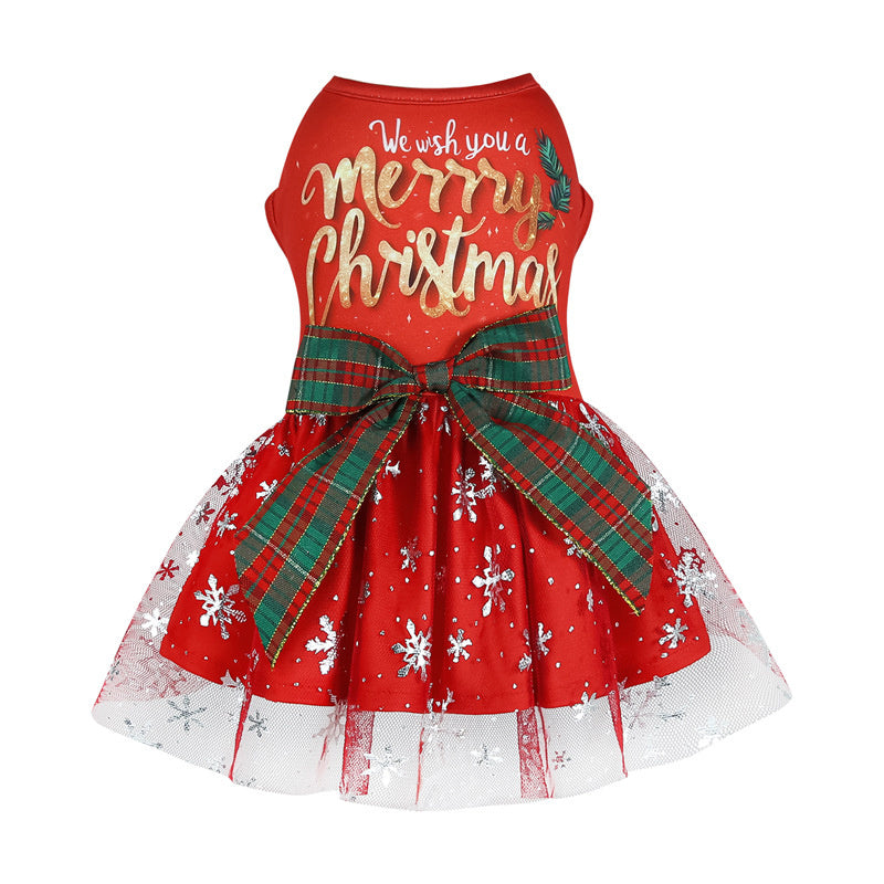 Christmas Dresses Dogs Mesh Tutu New Year Holiday Party Gown