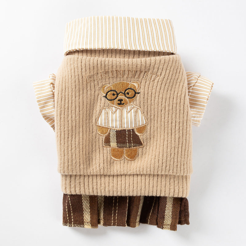 Dog Clothes T Shirt: Preppy 2-Piece Vest & Shirt Set for Cats & Dogs