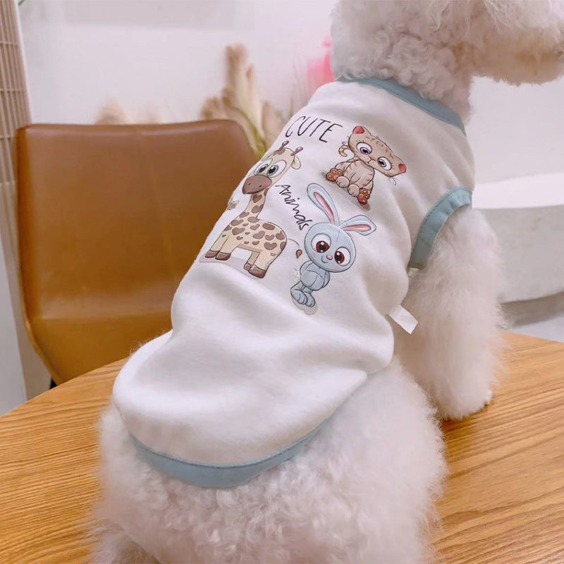 Hoodie with Dog Cartoon Print: Warm Fleece Base Layer for Small Dogs