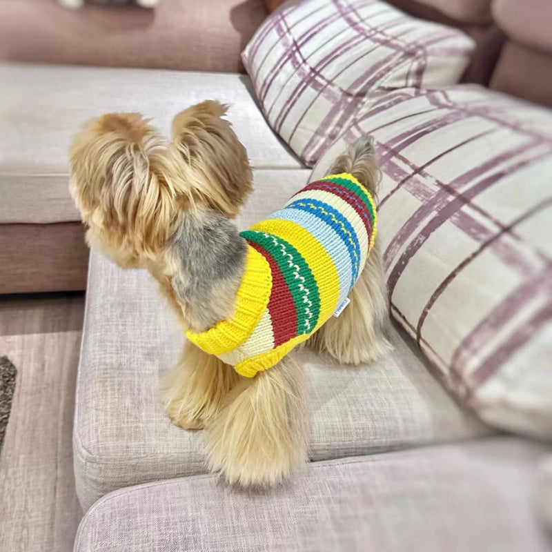 Sweaters for Small Dogs Rainbow Knit Vest for Yorkie, Bichon & Maltese
