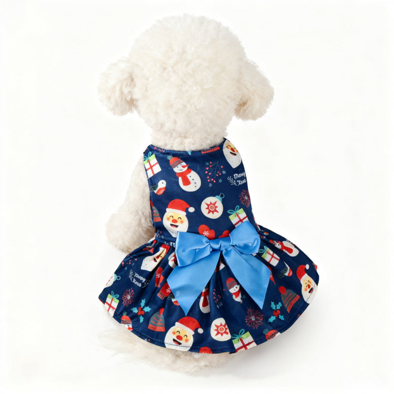 Dog Dress Pattern Festive New Year Christmas Party Dress for Dogs