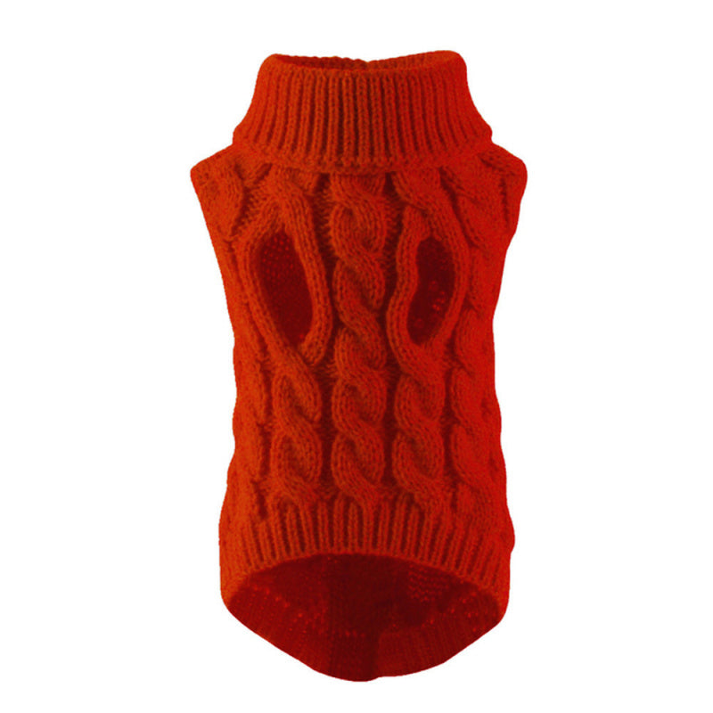 Dog Clothes Sweaters Solid Color Cable Knit Sweater for Fall Winter