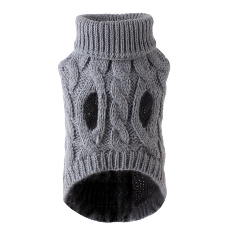 Dog Clothes Sweaters Solid Color Cable Knit Sweater for Fall Winter