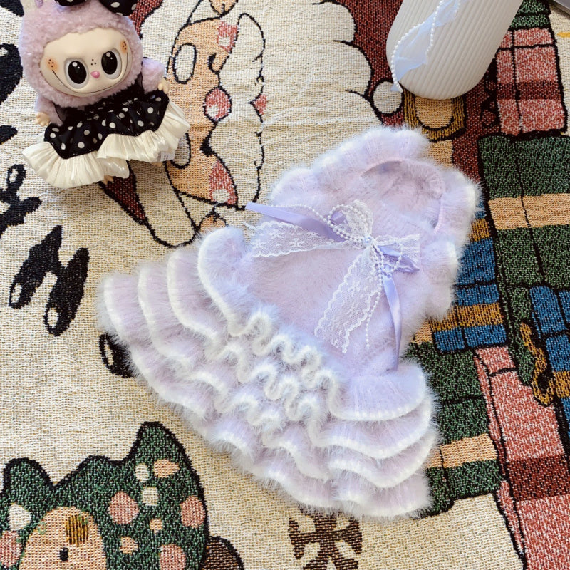 Dress of Dog Mink Velvet Formal Evening Gown for Yorkie Maltese