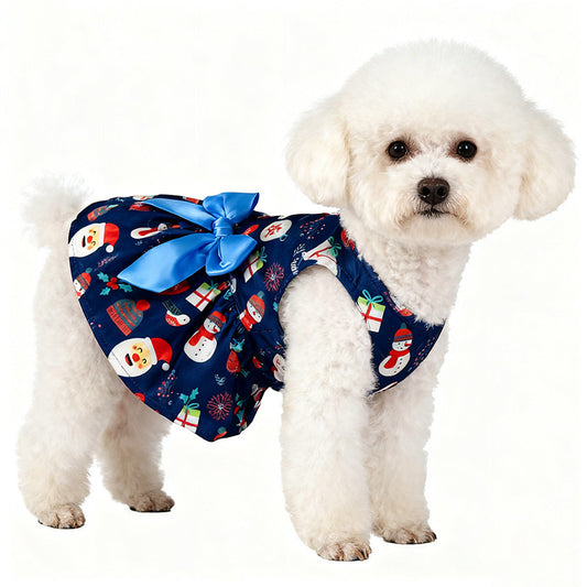Dog Dress Pattern Festive New Year Christmas Party Dress for Dogs