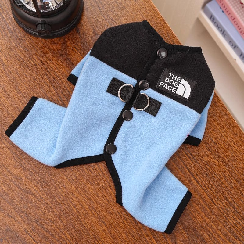 Dog Clothes Winter Color Block Thick Thermal Onesie for Small Dogs