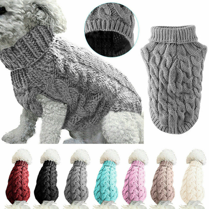 Dog Clothes Sweaters Solid Color Cable Knit Sweater for Fall Winter