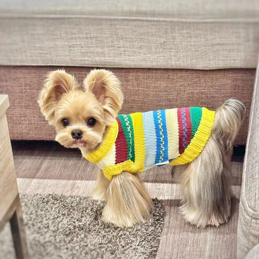 Sweaters for Small Dogs Rainbow Knit Vest for Yorkie, Bichon & Maltese