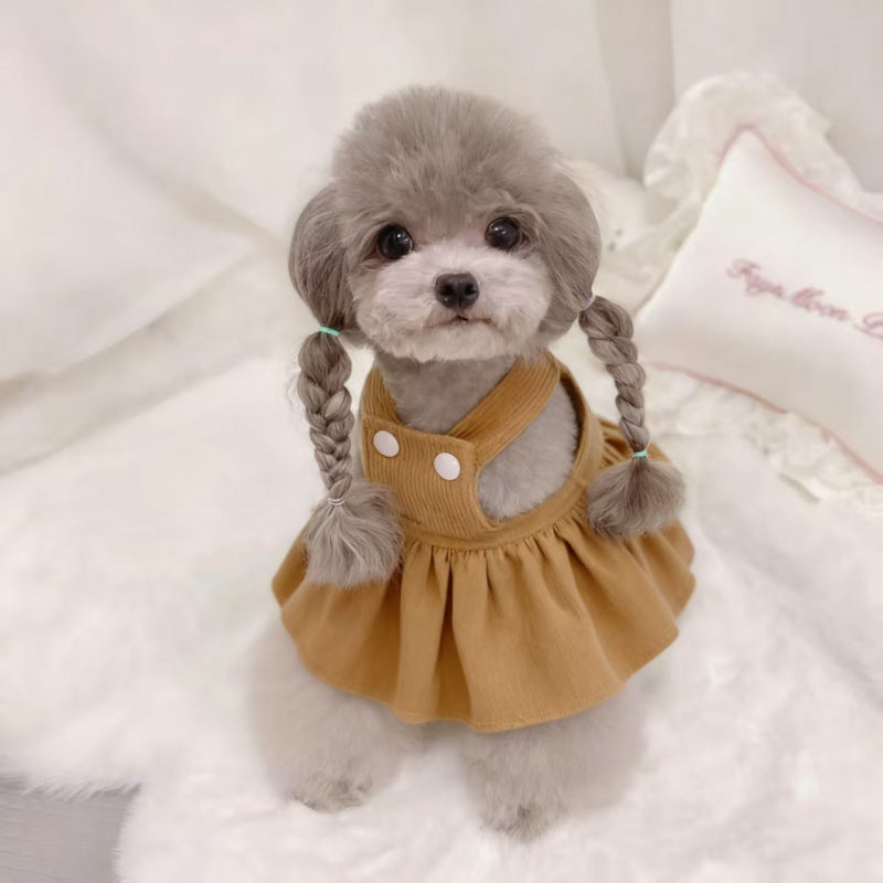 Dog Dress Patterns Warm Thermal Pet Skirt with Suspenders for Dogs