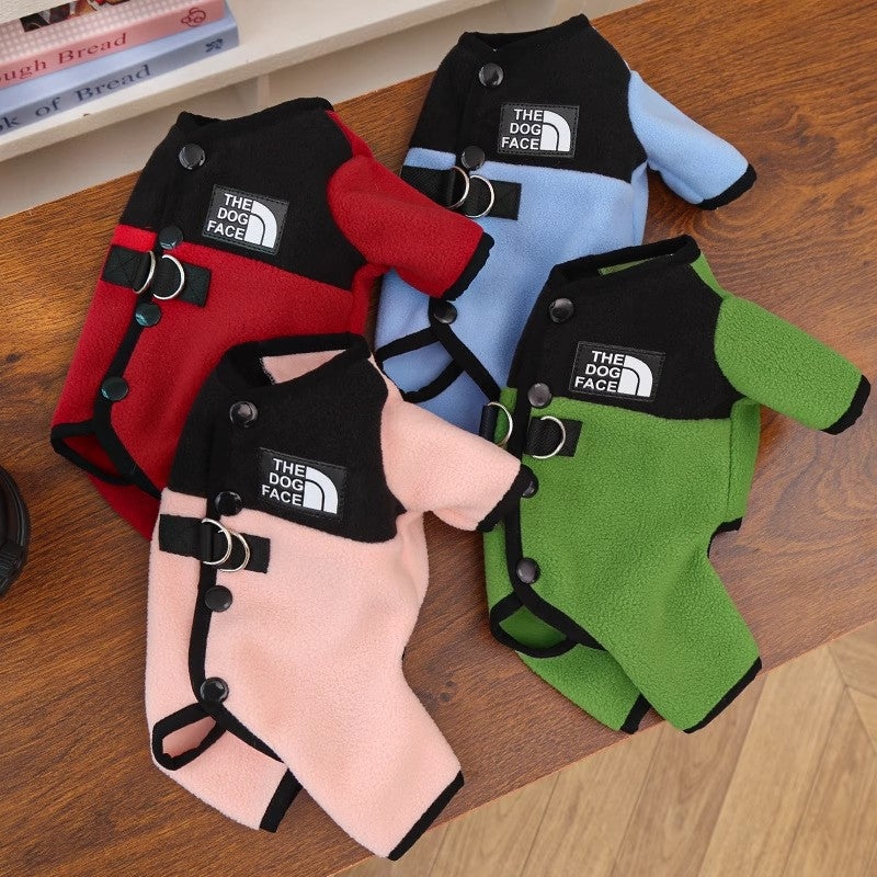 Dog Clothes Winter Color Block Thick Thermal Onesie for Small Dogs