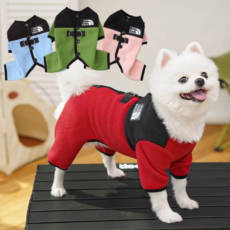 Dog Clothes Winter Color Block Thick Thermal Onesie for Small Dogs