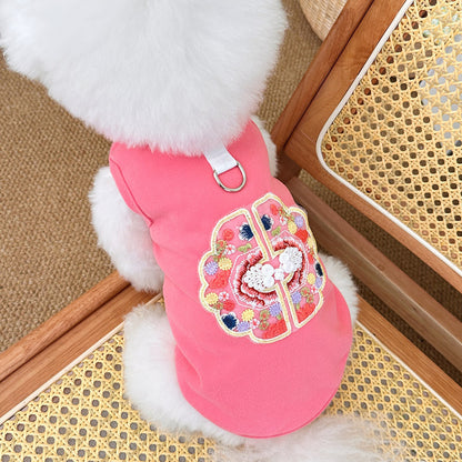 Dog Summer Clothes Embroidered Chinese Style Pet Vest for Cats & Dogs