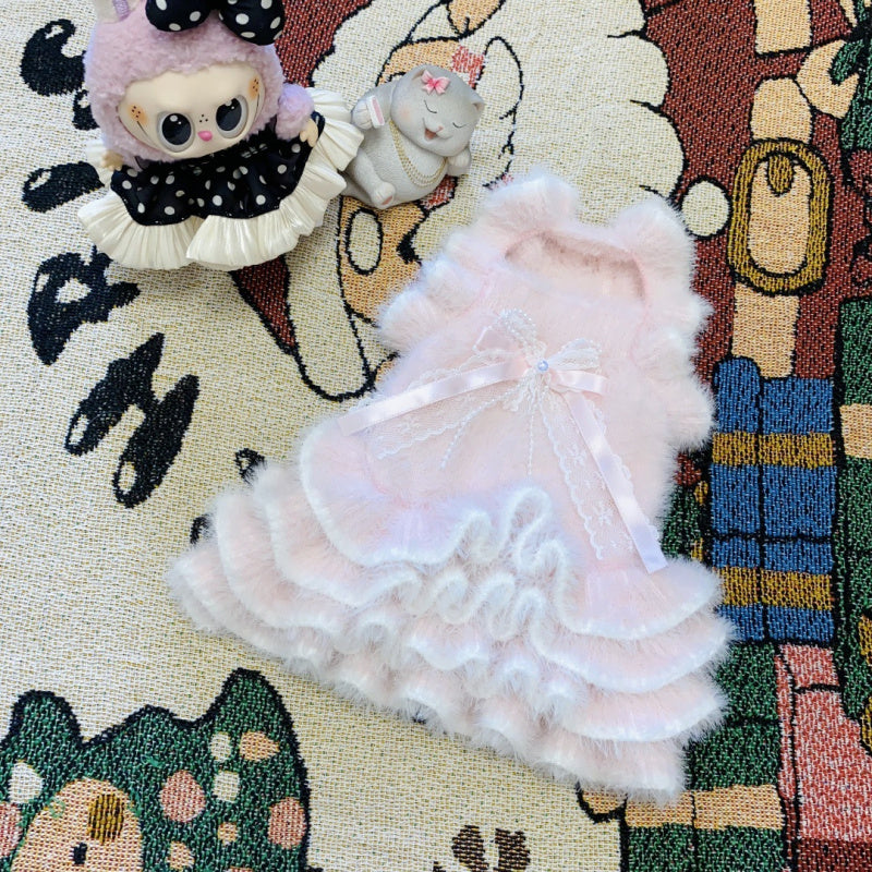 Dress of Dog Mink Velvet Formal Evening Gown for Yorkie Maltese