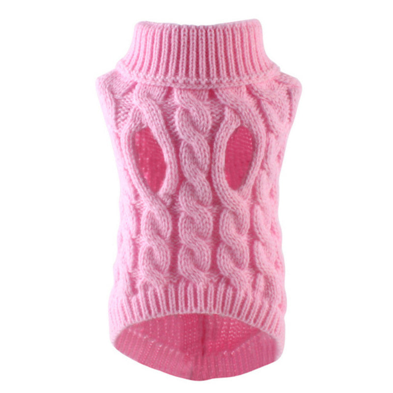 Dog Clothes Sweaters Solid Color Cable Knit Sweater for Fall Winter