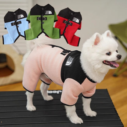 Dog Clothes Winter Color Block Thick Thermal Onesie for Small Dogs