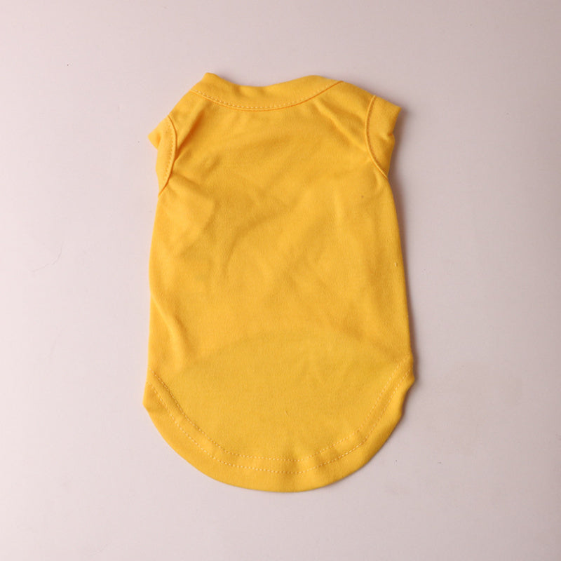 Yellow solid color pet vest, thin summer dog clothes with sleeveless design for comfort

