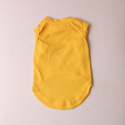 Yellow solid color pet vest, thin summer dog clothes with sleeveless design for comfort
