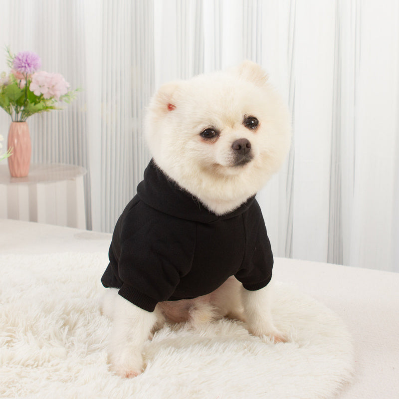 Black Dog Hoodie Fleece Warm with Leash Hole for Small Medium Dogs