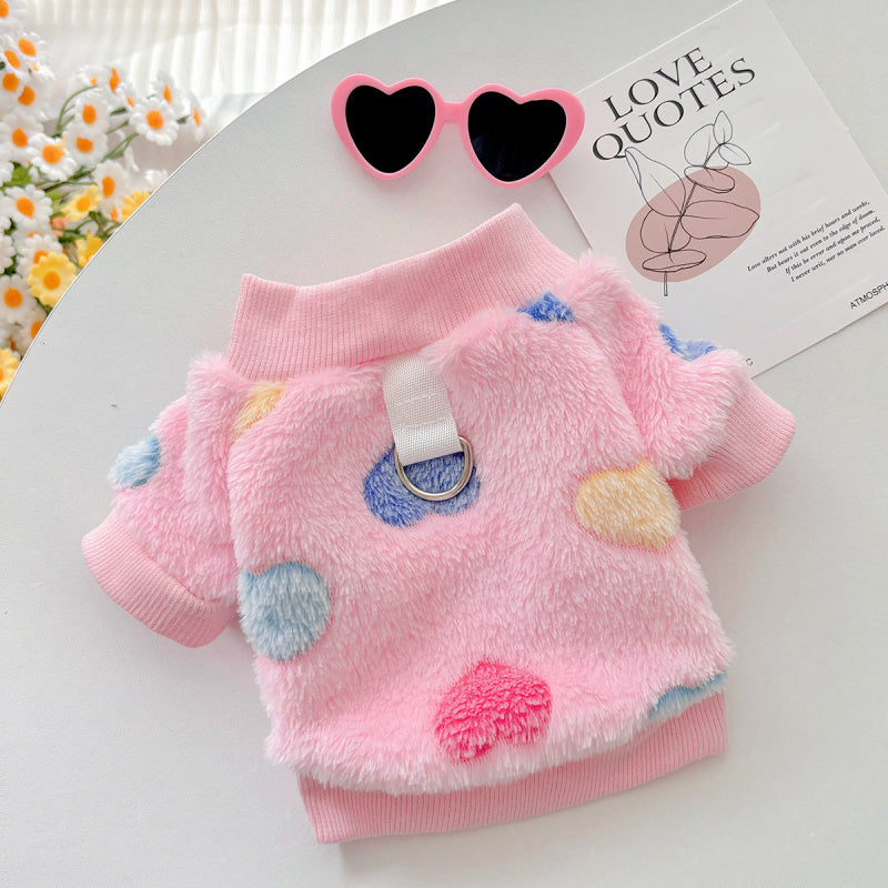 Warm Dog Sweaters Flannel Fleece Harness Vest for Small Dogs & Cats