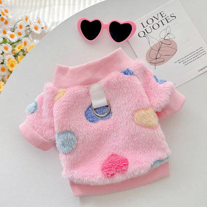 Warm Dog Sweaters Flannel Fleece Harness Vest for Small Dogs & Cats