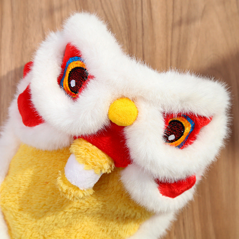 Winter Wear Dogs Lion Dance Costume |   Embroidered New Year Pet Outfit