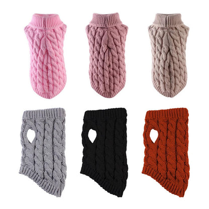 Dog Clothes Sweaters Solid Color Cable Knit Sweater for Fall Winter